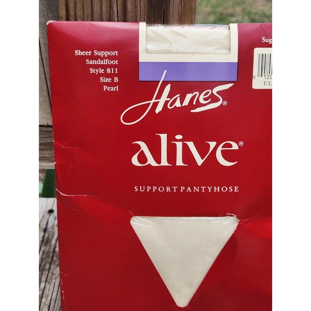Vintage Hanes Alive 811 Pantyhose Full Support Control Top Sz B Pearl White 1989